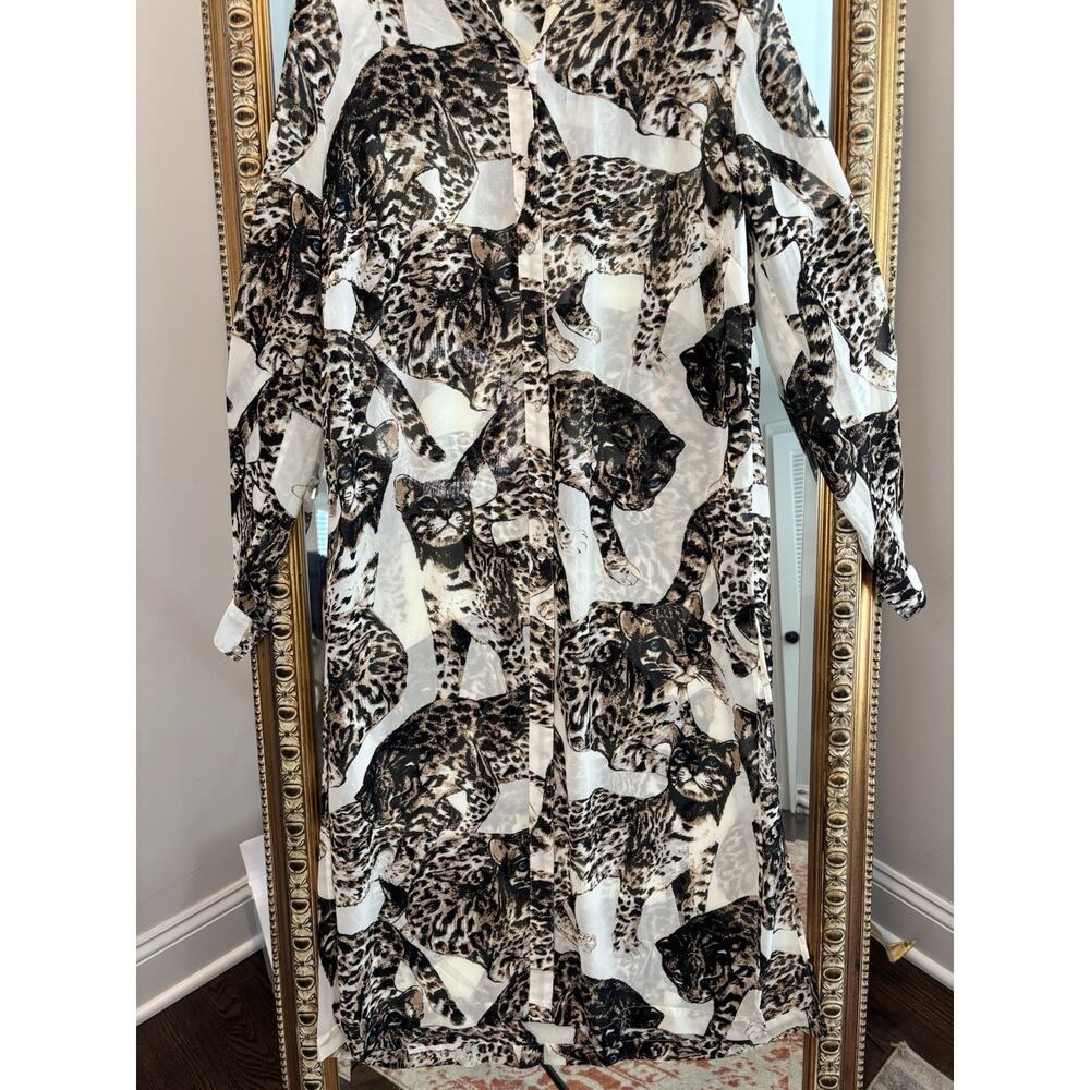 H & M Conscious Cat Print Sheer Cover Up, Topper, Dress, 8